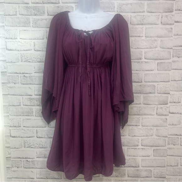 Earthbound Trading Co Angel Wing Sleeve Dress Small - Picture 1 of 12